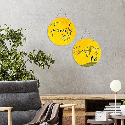 Family Quotes Wall Hanger for Home | Office | Living Room | Gift | Wooden Wall Hanging Decor | Home Decoration Items For Bedroom Wall | Wall Decor Hanging Items (WH_4110N), Set of 2 - Decor Mantra 