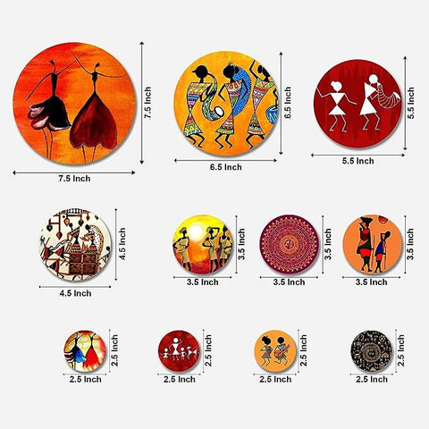 Designer Engineered Wood Wall Hanging Decoration Item for Home Decor | Office | Gift | Wooden Wall Hanger| Living Room | Bedroom | Wall Decorative Items (WPS_126N), Pack of 11 Pieces - Decor Mantra 