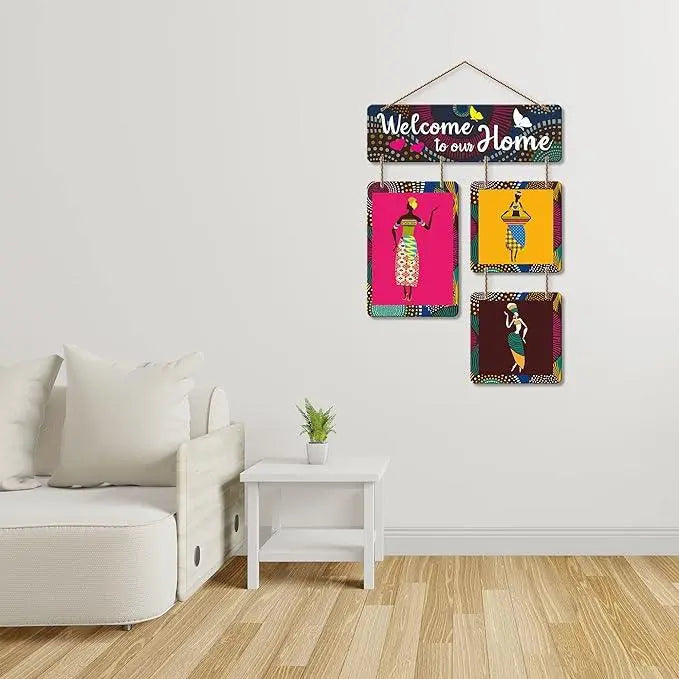Welcome To Our Home Decorative Wall Art Mdf Wooden Hanging For Living Room | Bedroom | Home Decor | Office | Gift | Quotes Items House Decoration |(Wh_6505N) - Decor Mantra 