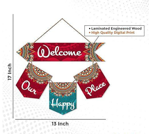Welcome Quote Decorative Wall Art MDF Wood Wall Hanger for Living Room | Bedroom | Gifts | Wooden Home Decor | Welcome Sign Decoration Quotes Items | Modern Artworks Hangings (WH_6420N) - Decor Mantra 