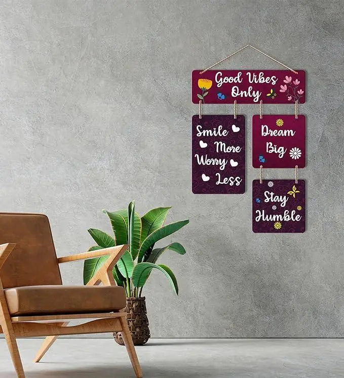 Decorative Wall Art Mdf Wooden Hanger For Living Room | Good Vibes Only | Bedroom | Home Decor | Office | Gift | Quotes Item | Wall Hanging For House Decoration | Wall Art(Wh_6502N) - Decor Mantra 