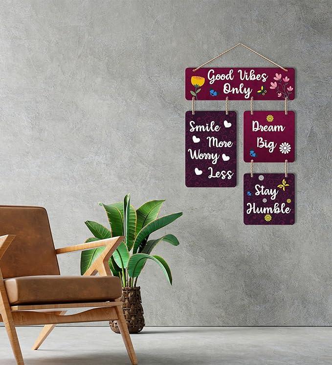 Decorative Wall Art Mdf Wooden Hanger For Living Room | Good Vibes Only | Bedroom | Home Decor | Office | Gift | Quotes Item | Wall Hanging For House Decoration | Wall Art(Wh_6502N) - Decor Mantra 