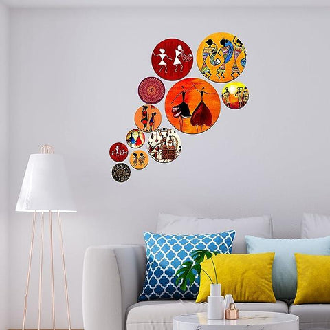 Designer Engineered Wood Wall Hanging Decoration Item for Home Decor | Office | Gift | Wooden Wall Hanger| Living Room | Bedroom | Wall Decorative Items (WPS_126N), Pack of 11 Pieces - Decor Mantra 