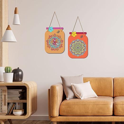 Mandala Pattern Decorative Wall Art MDF Wooden Wall Hanger for Living Room | Bedroom | Office | Gift | Wall Hanging For Home Decoration | Home Decor Items (WH_6808N), Set of 2 - Decor Mantra 