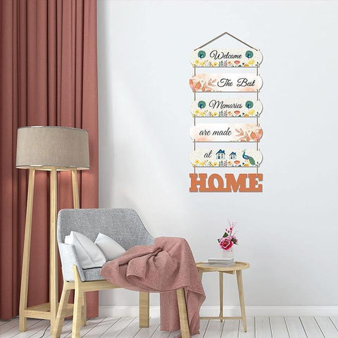 Home Quote Decorative Wall Art MDF Wooden Hanger for Living Room | Bedroom | Gifts | Wood Hangers Decoration | Modern Decor Items | Artworks Hangings (WH_6610N), Set of 6 - Decor Mantra 