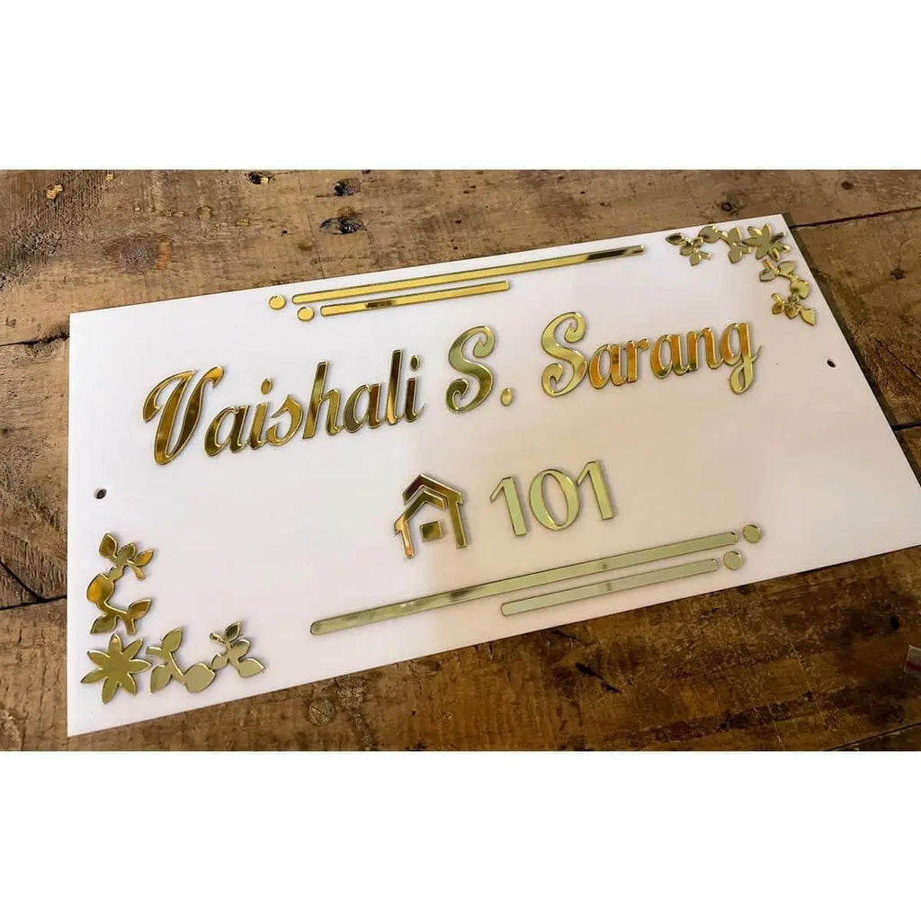 Home Door Name Plate with Golden - Decor Mantra 