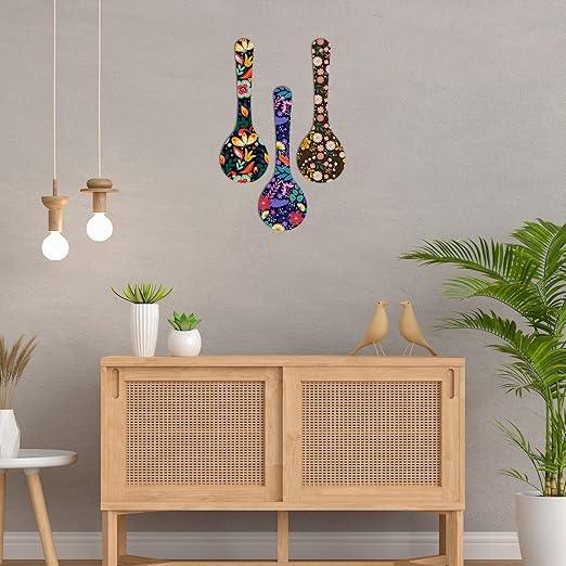 Madhubani Art Wooden Wall Hanger for Home | Office | Living Room | Gift | Modern Decoration Items | Kitchen Wall Decor | Home Decor Hanging Items (WH_5001N), Set of 3 (Multi 1) - Decor Mantra 