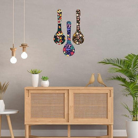 Madhubani Art Wooden Wall Hanger for Home | Office | Living Room | Gift | Modern Decoration Items | Kitchen Wall Decor | Home Decor Hanging Items (WH_5001N), Set of 3 (Multi 1) - Decor Mantra 