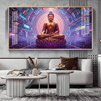Abstract HCmony Of Buddha Glass Finish Horizontal Wall Art
