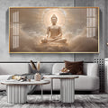 Majestic Buddha Aura Glass Finish Horizontal Wall Art