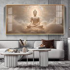 Majestic Buddha Aura Glass Finish Horizontal Wall Art