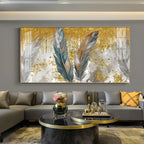 Feather HCmony Glass Finish Horizontal Wall Art