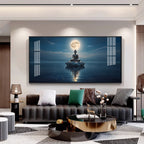 Buddha In Littoral land Glass Finish Horizontal Wall Art