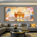Golden Temple Glass Finish Horizontal Wall Art