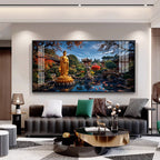 Buddha Statue In Historic Glass Finish Horizontal Wall Art