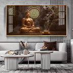 Buddha In Peace Glass Finish Horizontal Wall Art