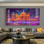 Sri HCmandir Sahib Glass Finish Horizontal Wall Art