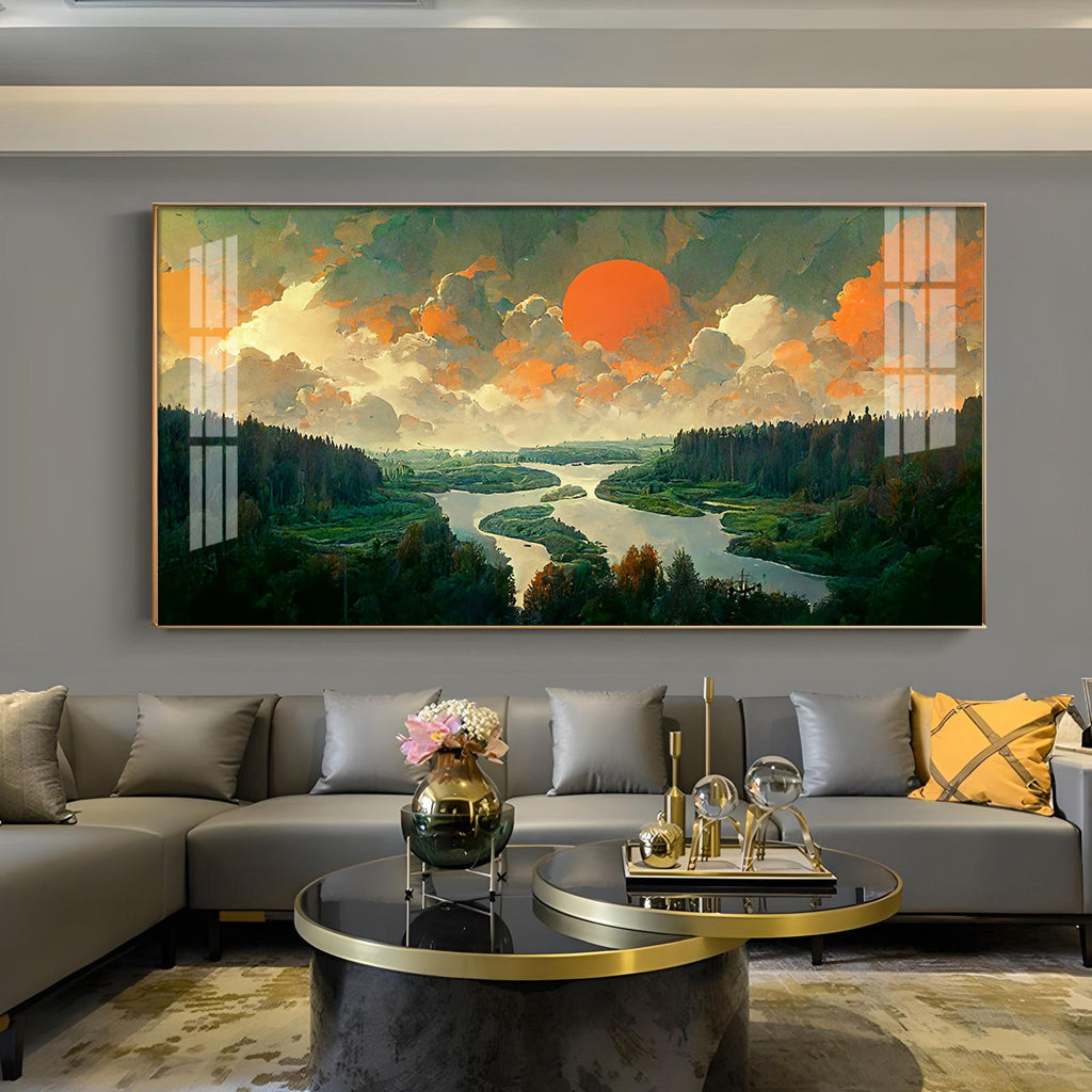 Nature Peaceful Glass Finish Horizontal Wall Art