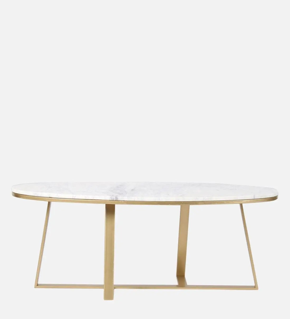 Coffee Table in Golden Finish and Elegant Marble Top - Decor Mantra 