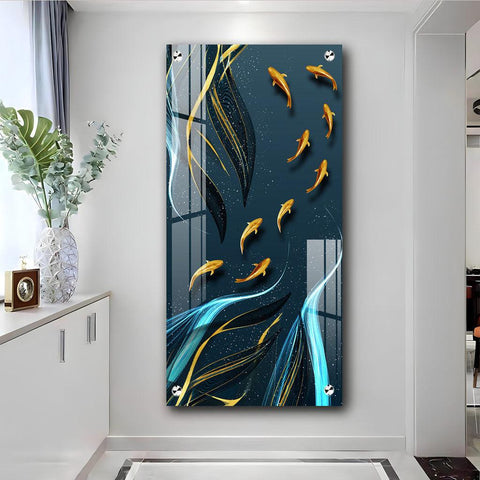 The Majestic Golden Koi Fish Premium Acrylic Vertical Wall Art - Decor Mantra 