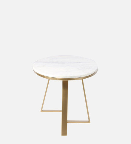 Coffee Table in Golden Finish and Elegant Marble Top - Decor Mantra 