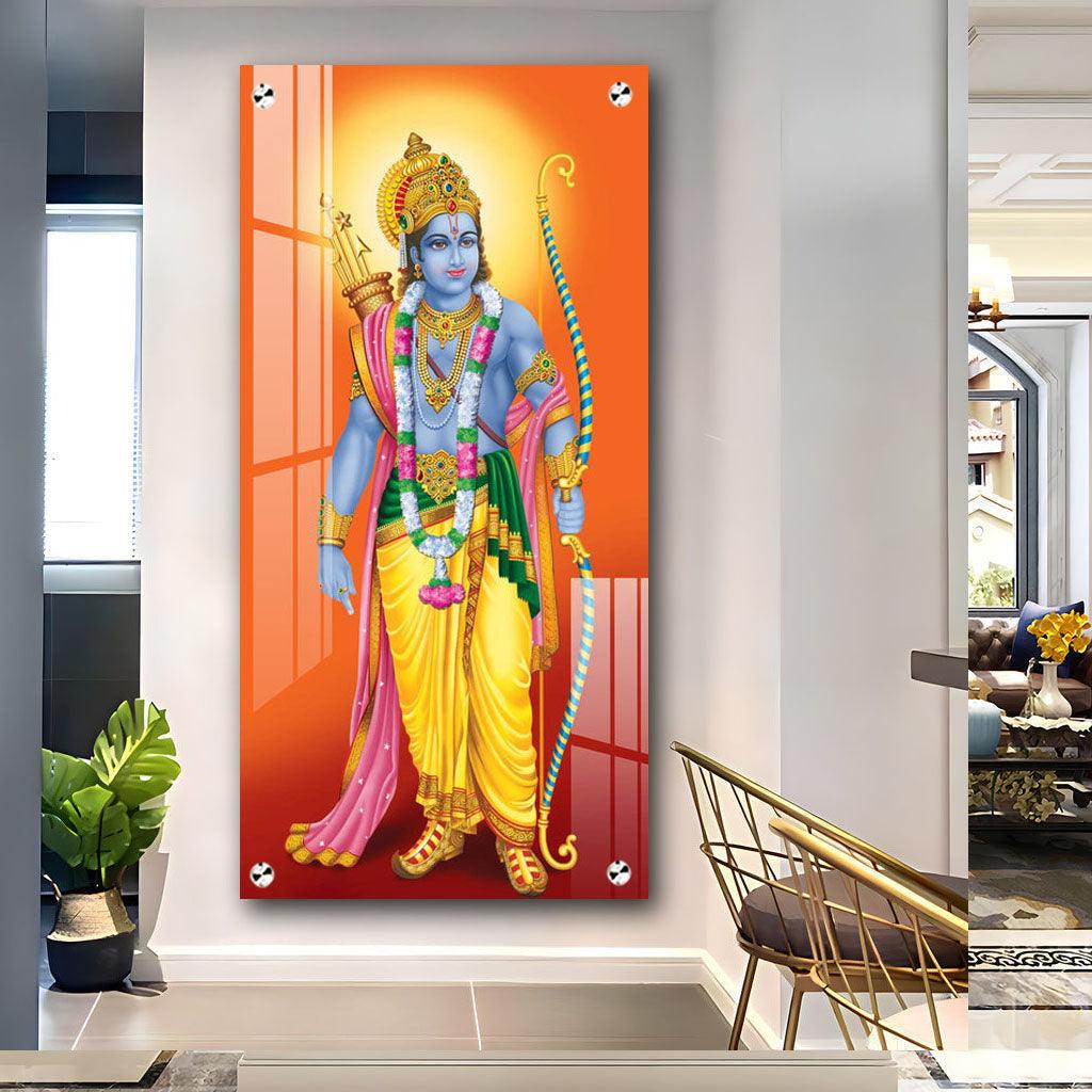 The Divine Lord Shri Ram Premium Acrylic Vertical Wall Art - Decor Mantra 