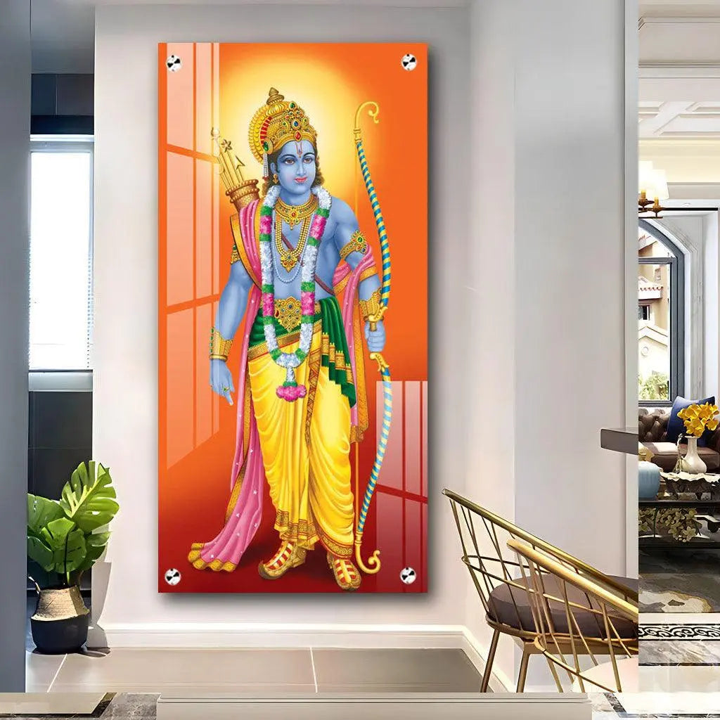 The Divine Lord Shri Ram Premium Acrylic Vertical Wall Art - Decor Mantra 
