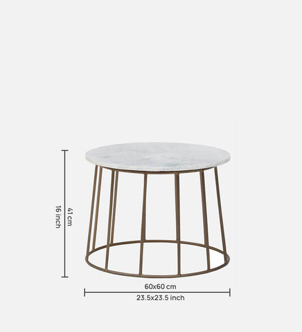 Round Coffee Table with Brass Finish and Marble Top - Decor Mantra 
