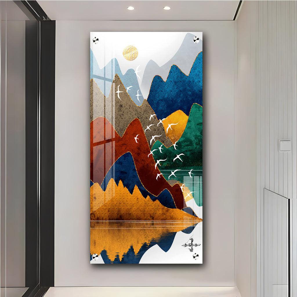 Acrylic Wall Art Vertical Premium Colorful Mountains - Decor Mantra 