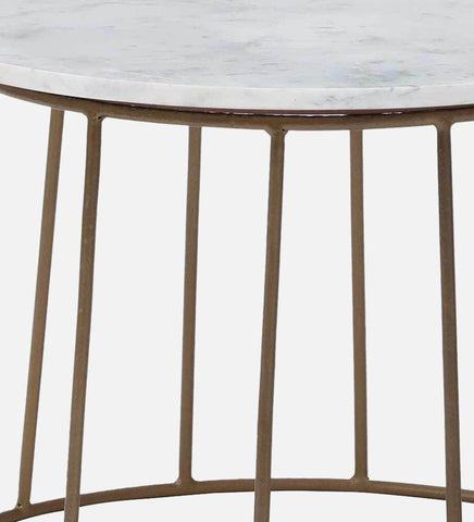 Round Coffee Table with Brass Finish and Marble Top - Decor Mantra 