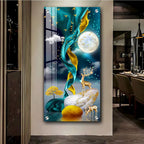 Deers with Full Moon Premium Vertical Acrylic Wall Art - Decor Mantra 