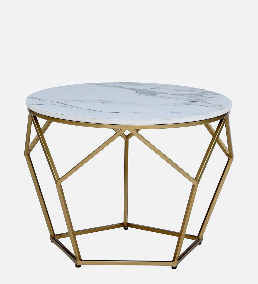 Metal Coffee Table with a Golden Base and Porcelain Surface - Decor Mantra 