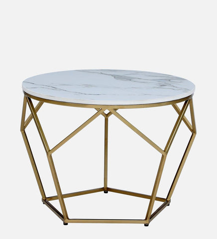 Metal Coffee Table with a Golden Base and Porcelain Surface - Decor Mantra 