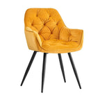 Bright Yellow Comfy Padded Tufted Velvet Luxury Accent Chair DECORMANTRA