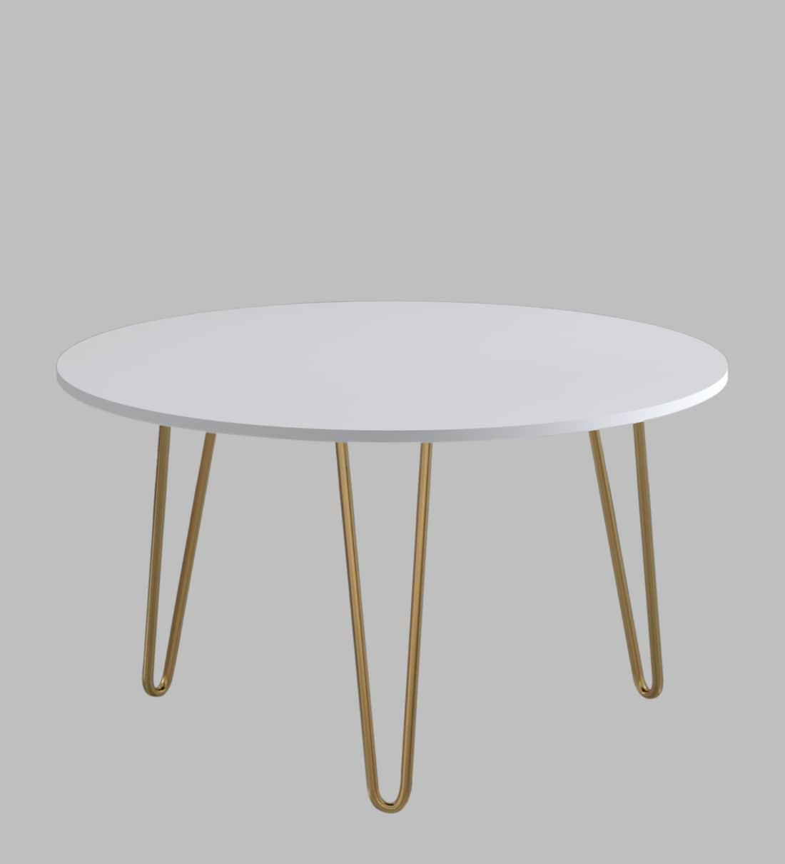 Coffee Table in Gold and White Metal Finish - Decor Mantra 