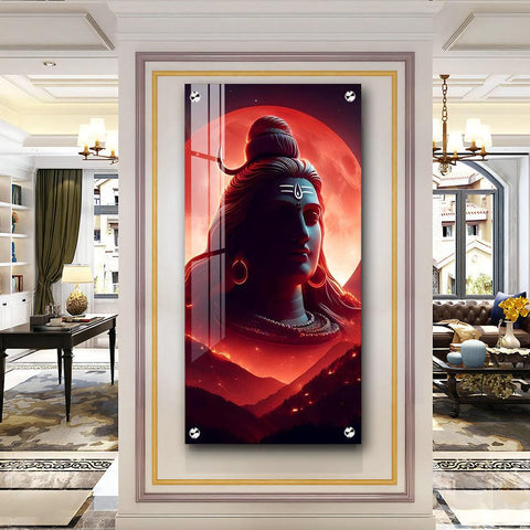 Adiyogi Vertical Wall Art in Premium Acrylic - Decor Mantra 