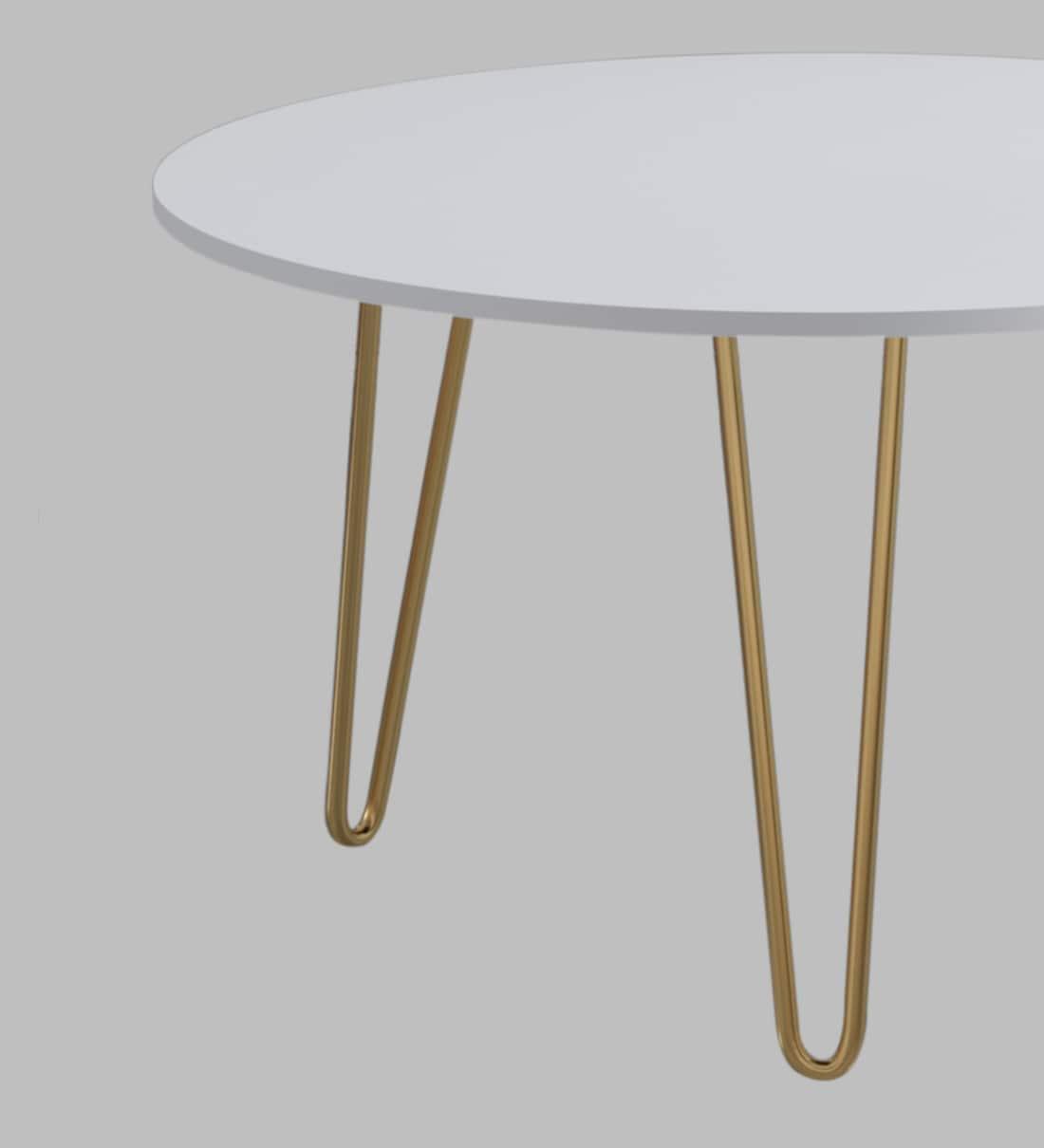Coffee Table in Gold and White Metal Finish - Decor Mantra 