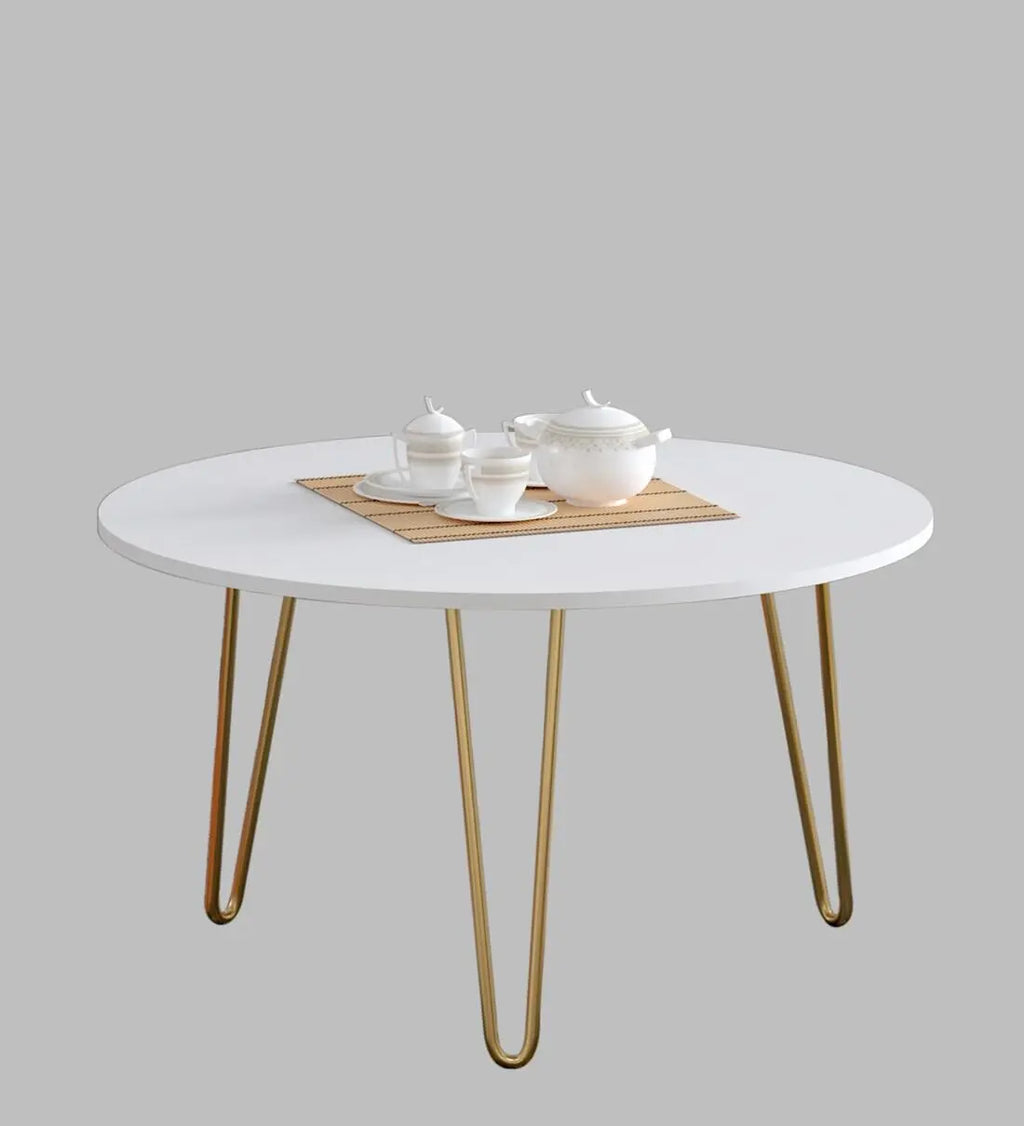 Coffee Table in Gold and White Metal Finish - Decor Mantra 