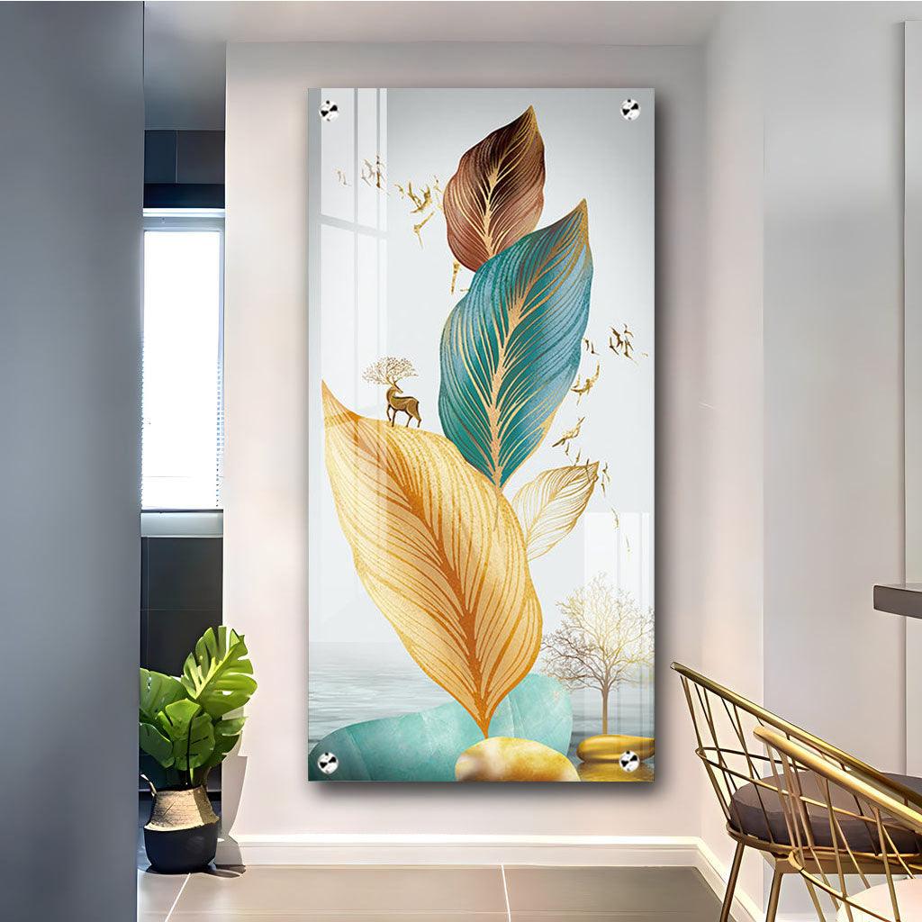 Colorful Feathers Premium Vertical Acrylic Wall Art - Decor Mantra 