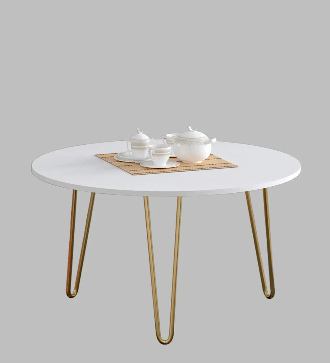 Coffee Table in Gold and White Metal Finish - Decor Mantra 