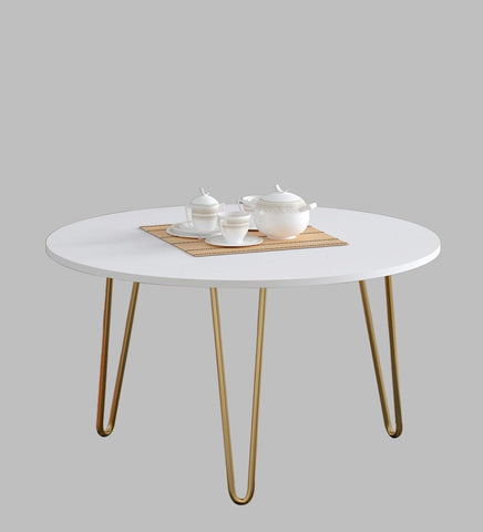 Coffee Table in Gold and White Metal Finish - Decor Mantra 