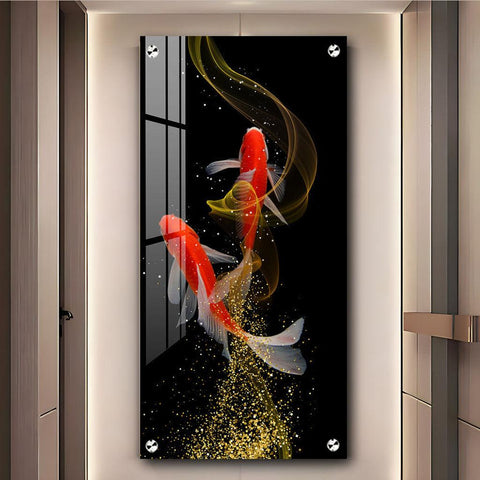 Premium Quality Vertical Acrylic Wall Art of Rare Lucky Fish - Decor Mantra 