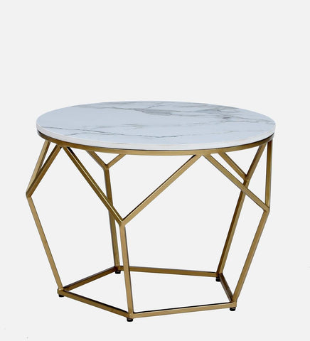 Metal Coffee Table with a Golden Base and Porcelain Surface - Decor Mantra 
