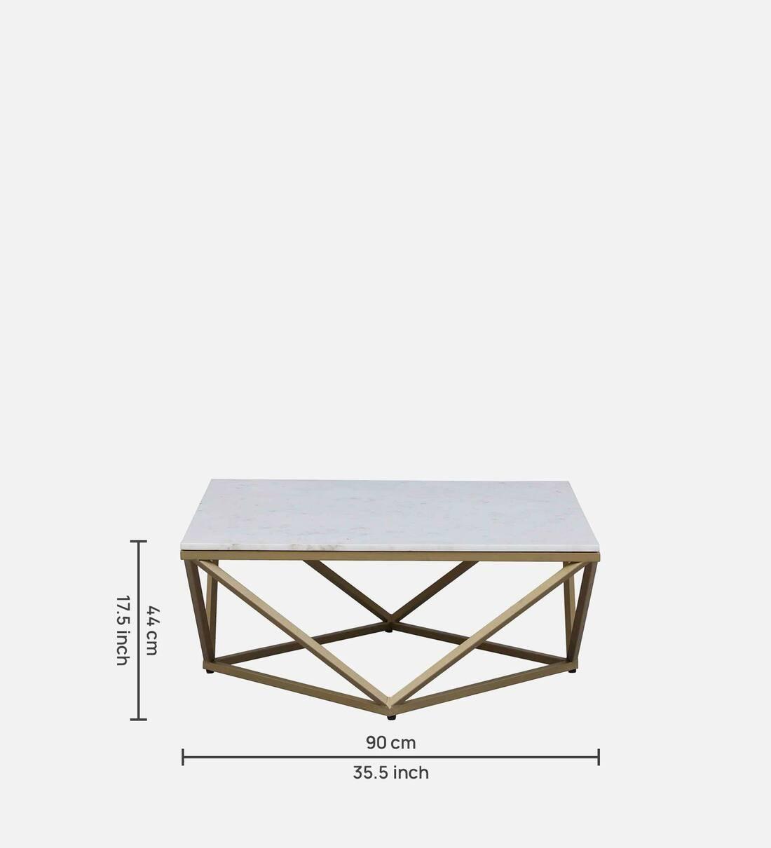 Square Coffee Table Featuring a Gold Finish and Marble Surface - Decor Mantra 