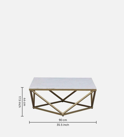 Square Coffee Table Featuring a Gold Finish and Marble Surface - Decor Mantra 