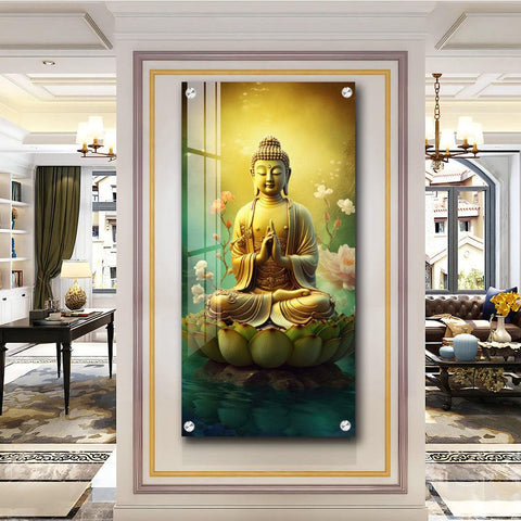 Meditative Buddha Premium Acrylic Vertical Wall Art - Decor Mantra 