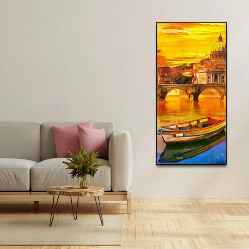 Beautiful Abstract Lake Scenery Wall Painting Decor Mantra