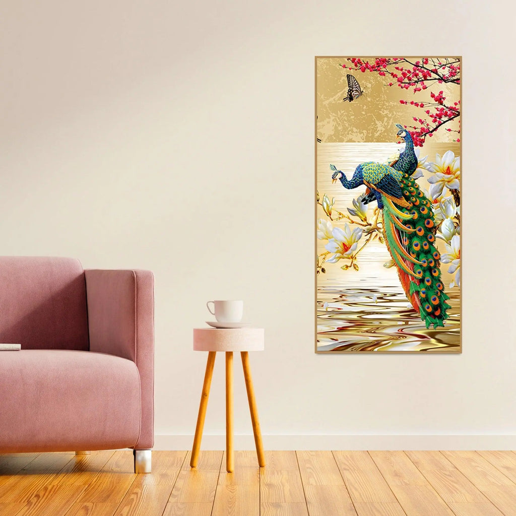 Pair of Peacock Canvas Wall Painting - Decor Mantra 