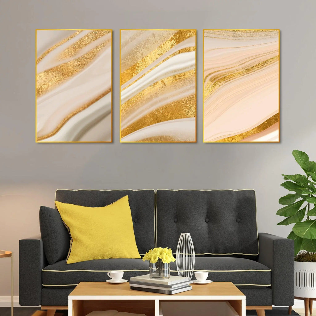 Decorative Pattern Floating Canvas Wall Painting Set of Three - Decor Mantra 