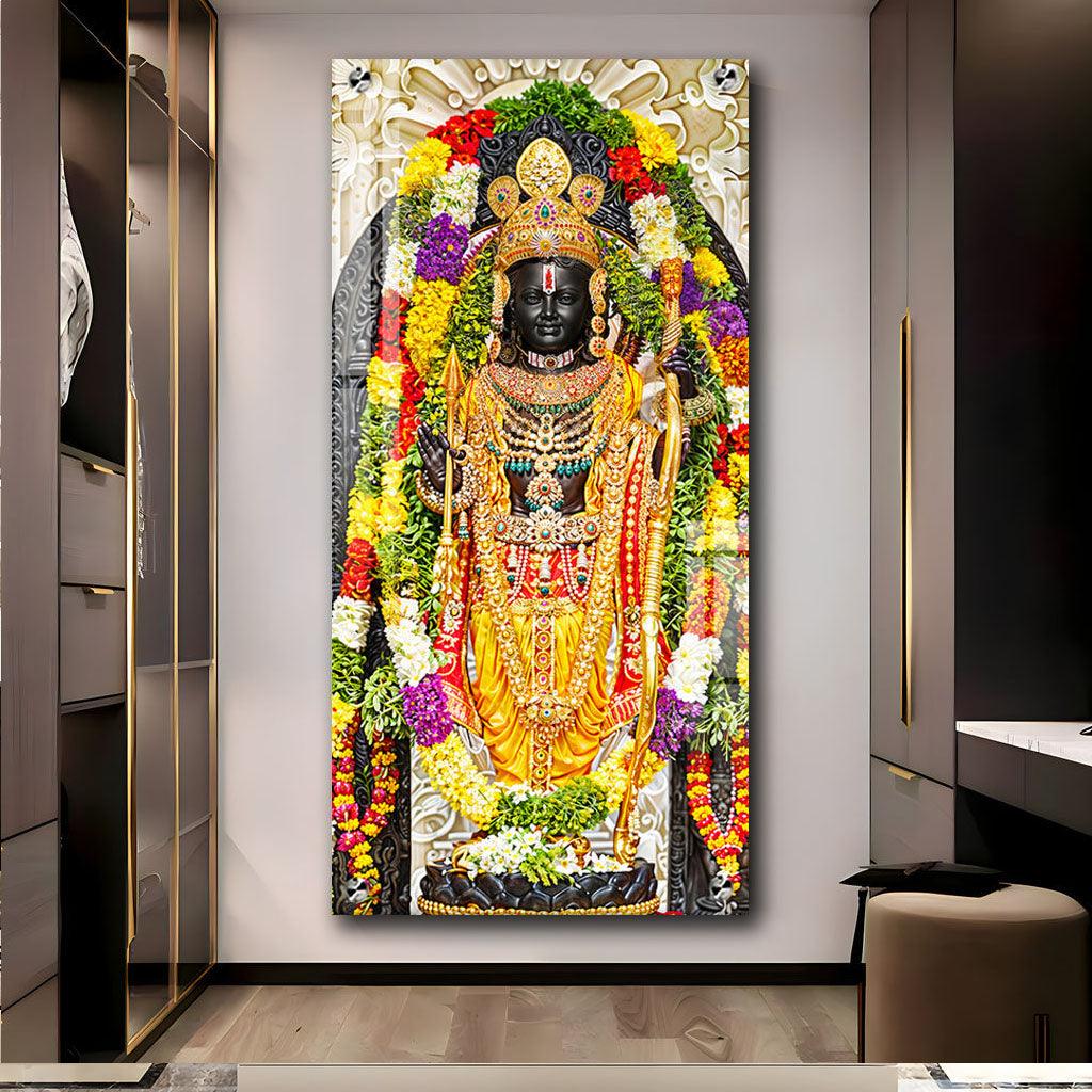 Graceful Lord Rama Portray Premium Vertical Wall Art - Decor Mantra 